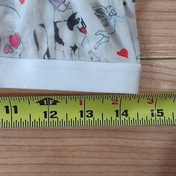 Parade White Summer Doodle Print Silky Mesh Triangle Bralette Size Large - Picture 10 of 12